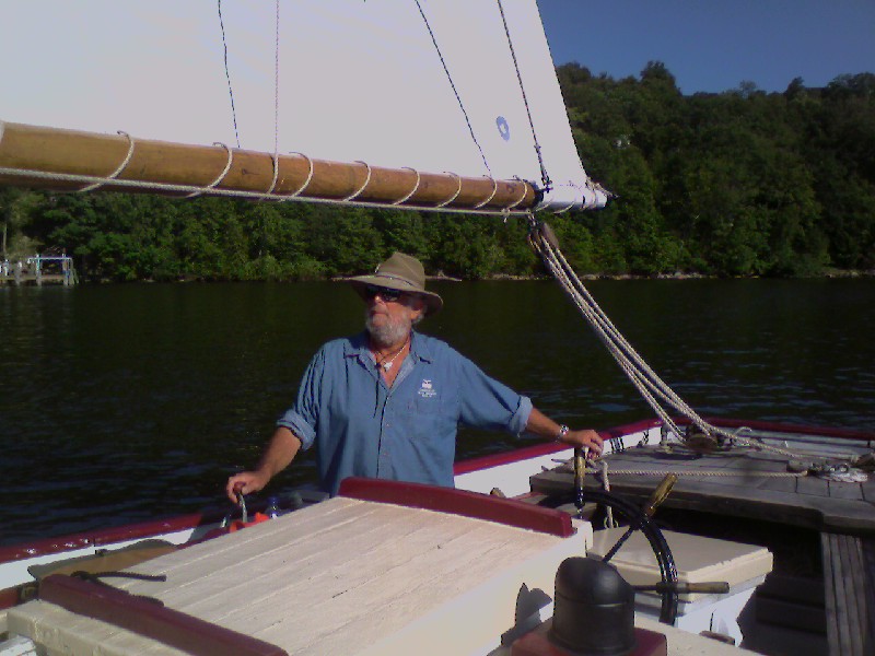 Andrew at the helm Schooner Mary E (2).JPG