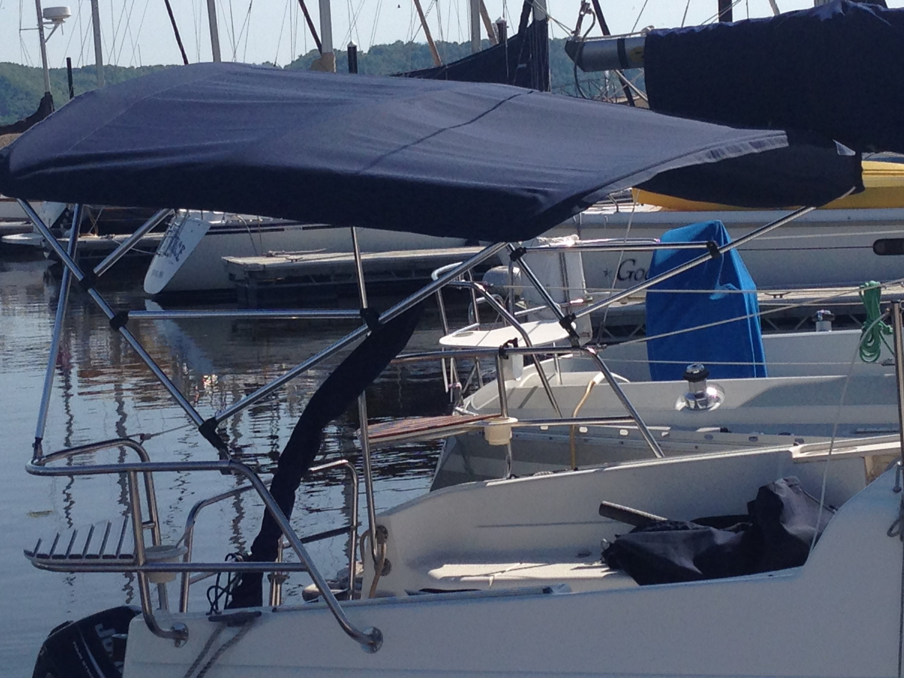 Securing the boom with Bimini open | Sailboat Owners Forums