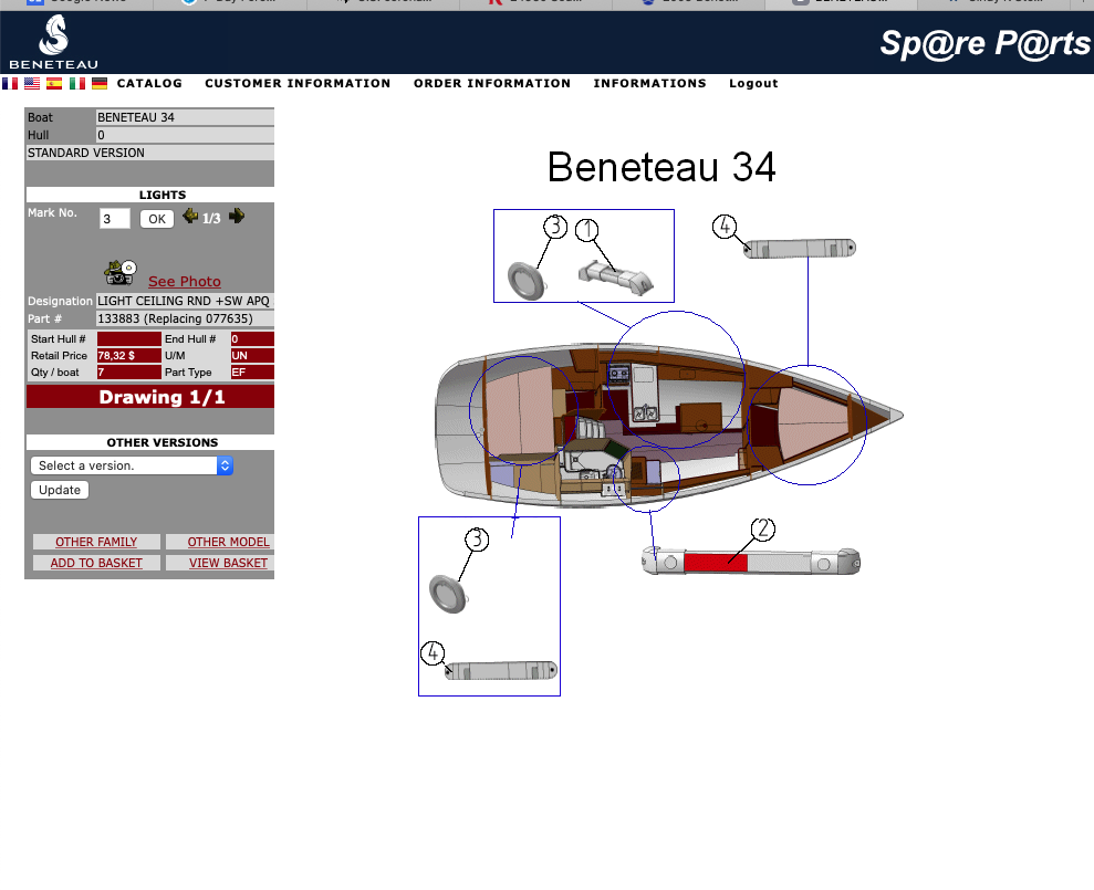 beneteau sailboats parts