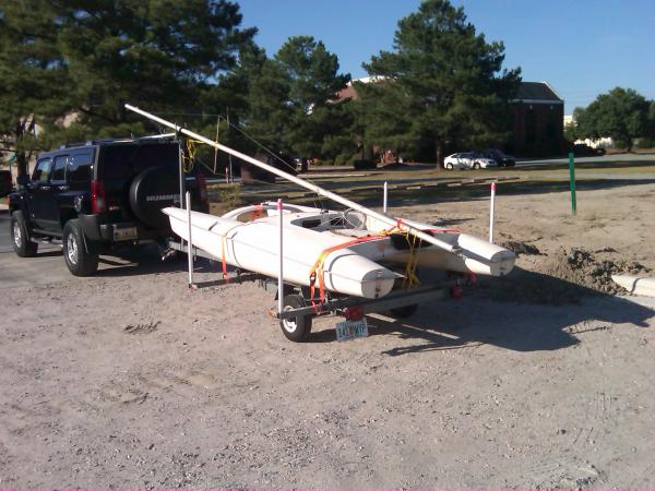 18 hours in one day to NC, picked up the boat and headed to the hotel. I drove back to Miami the very next day looking in the mirror at the prize. I found the trailer in Miami and modified for the Catfish.