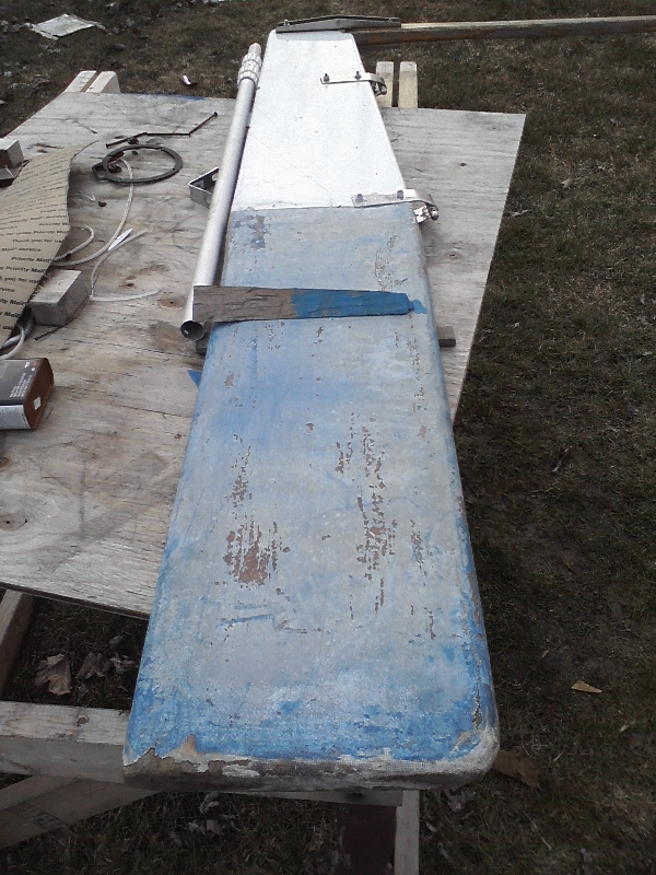 1975 Venture 25 Stock Rudder before modification.