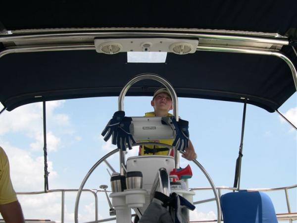 2005 hunter 36    Jr at the helm