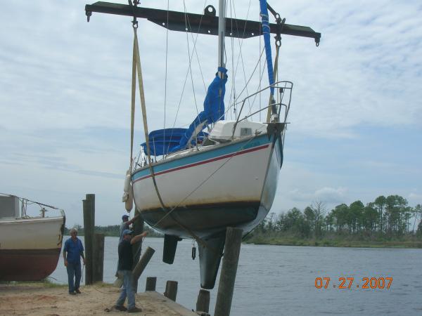 7/27/07 Looking pretty sad as she's pulled from the water to start the transformation that would take more than a year.