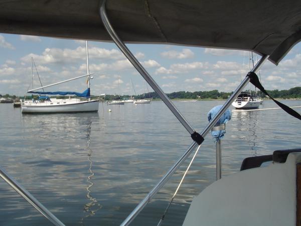 A hot calm day sitting on Lil Provo in the Keyport Harbor mooring field.