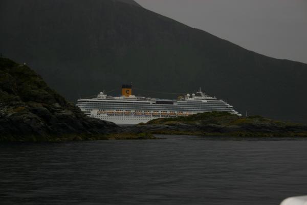 A passing cruiseship when we anchored at night.