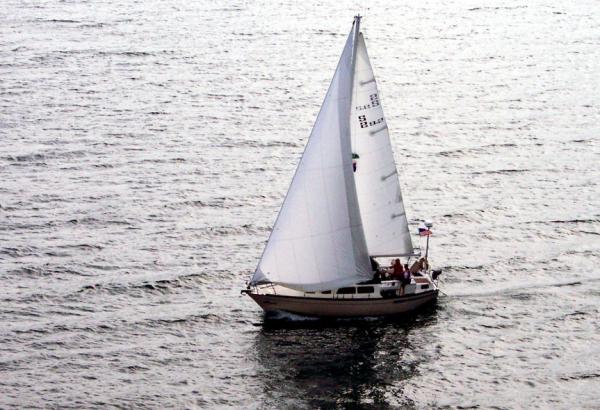 A tranquil photo of AQUILA under full sail.