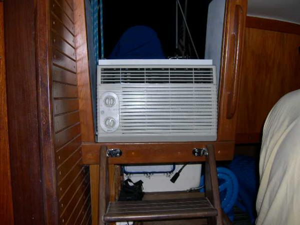 AC 5000 btu fits without modification to companionway.