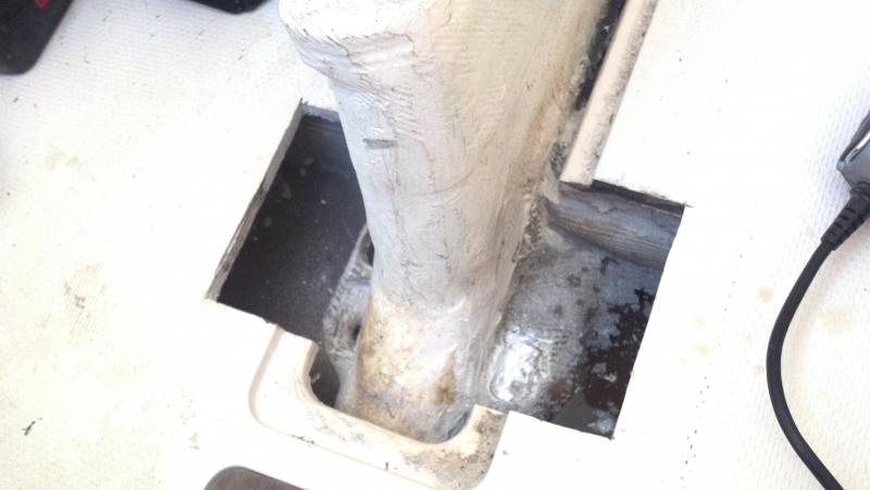 Access holes cut near keel trunk on MKII model boat