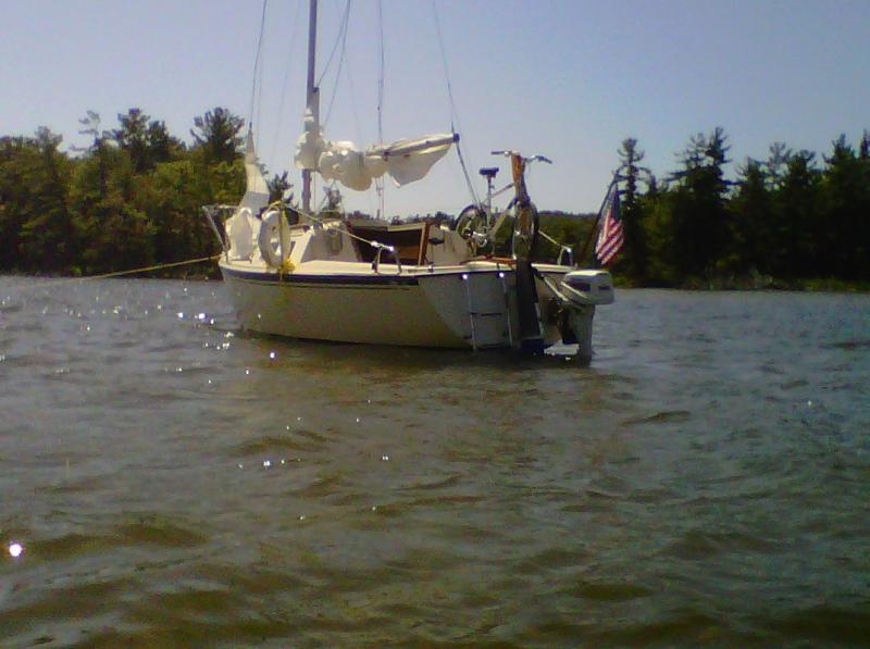 Anchored on a sandbar for lunch