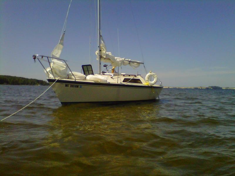 Anchored on a sandbar for lunch