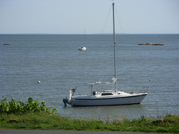 Another shot of Apple O'Day in our cove at anchor