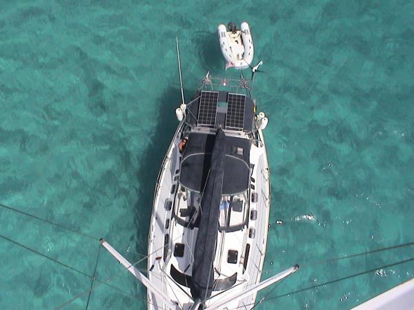 At anchor in Kauehi in the Tuamotus