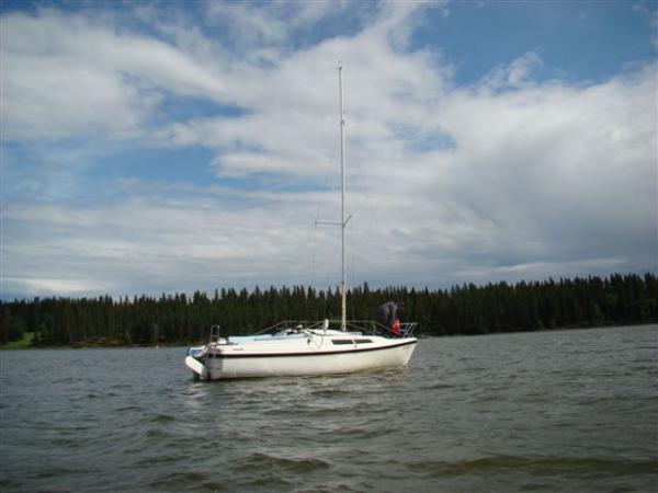 At anchor just out from the marina.