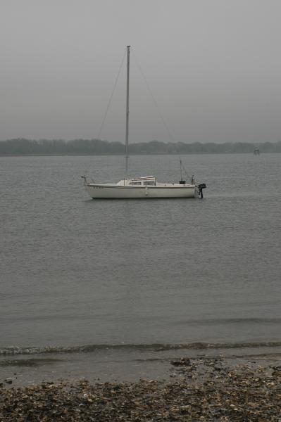 At anchor off Castle Pinckney in Charleston Harbor