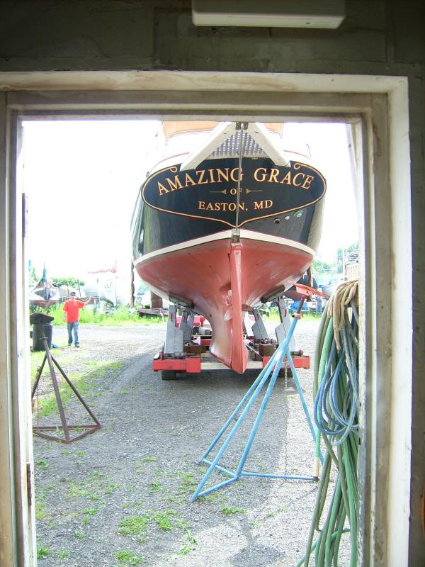 August 2012.  Amazing Grace, the 1999 C48 that appeared at Portofino (and thus on the cover of Ferenc Mate's book 'World's Greatest Sailboats') arrives at the shop for a refit.  It has been bought by a world-renowned artist and has been renamed Light Reign.  We've redone about 80 percent of this boat including all new Awlgrip, new rigging, and replacement of just about everything in the bilge.