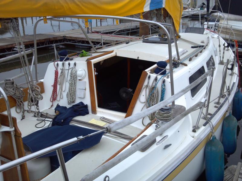 bimini removed to have new windows sewn in