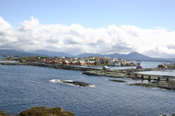 Bjørnsund fishing village seen from the lighthouse.