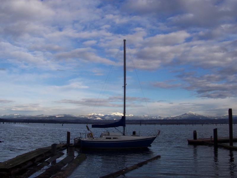 Blue Sailboat and sky