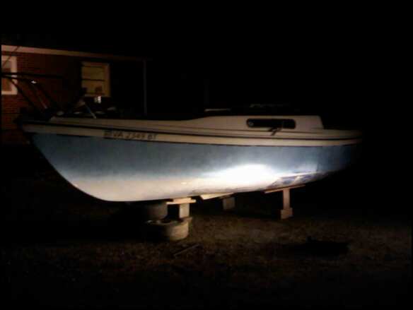 boat after stripping and removal from trailer