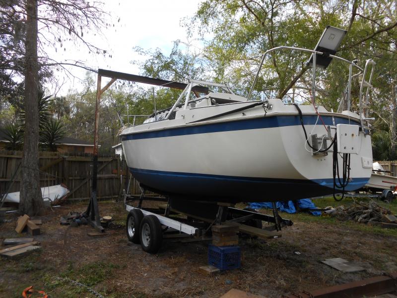 Boat back on trailer after service and paint