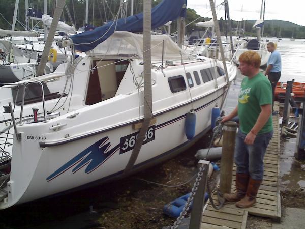 boat being lowered back into water