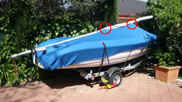 Boat Cover with vents.  This is a generic cover made for 4.5 meter aluminium dinghys.