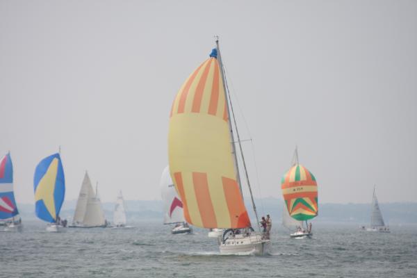 Boston Harbor Islands Regatta 10  
Nevere qutie have enough wind to finish this race.  THis pic is at the start.  Darn asymmetrical does not fly downwind....