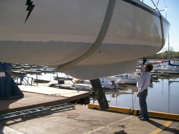 Bottom being sanded with the help of Jim Smith