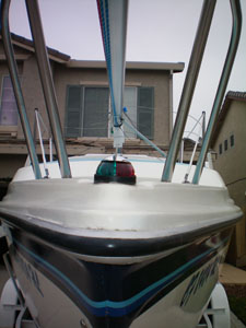 Bow of Mac 25 with new striping