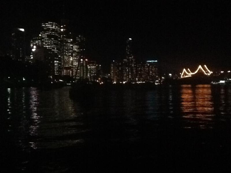 Brisbane River at the piles with a beautiful view of the Storey bridge