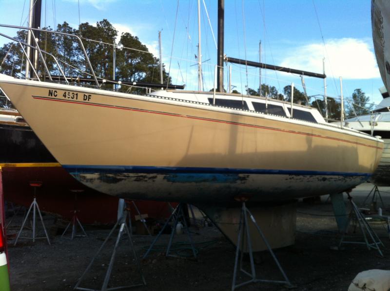 Buffing the hull and half through sanding the bottom 2