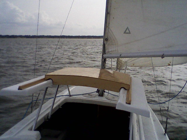 Cabin Roof. The original hatch has been lost so she got a new wood one.