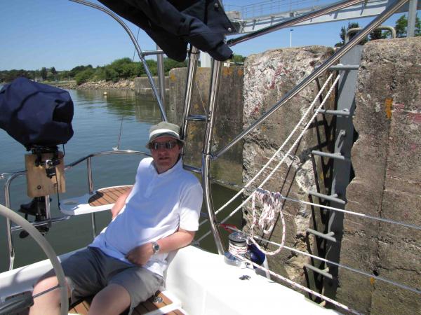 Captain in the lock waiting ...