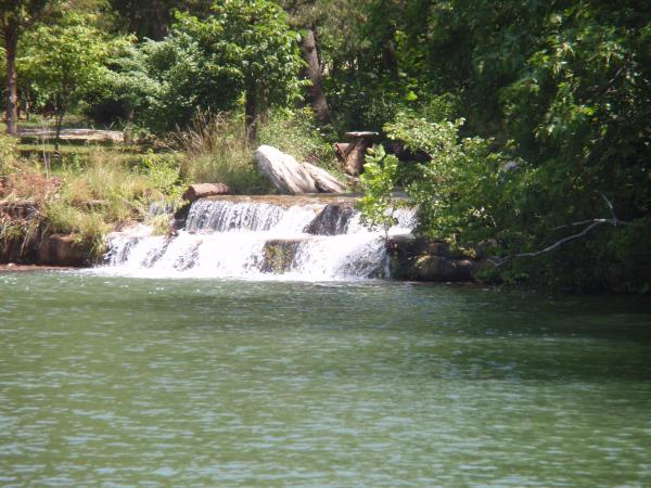 Cascading waterfall found along the shores