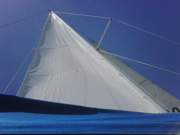 Catalina 27 Tall Rig sail on Lancer 29. (Yeah I know the sail isn't adjusted properly, it was after just rigging it up.)