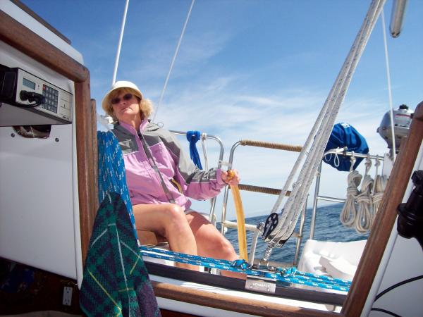 Cheryl at the helm