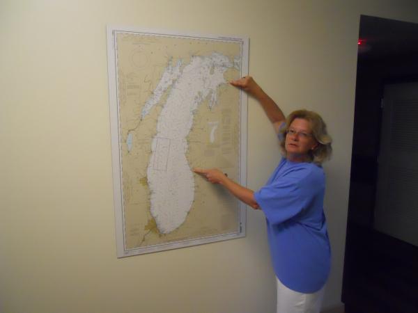 Cheryl shows our last trip down Lake Michigan