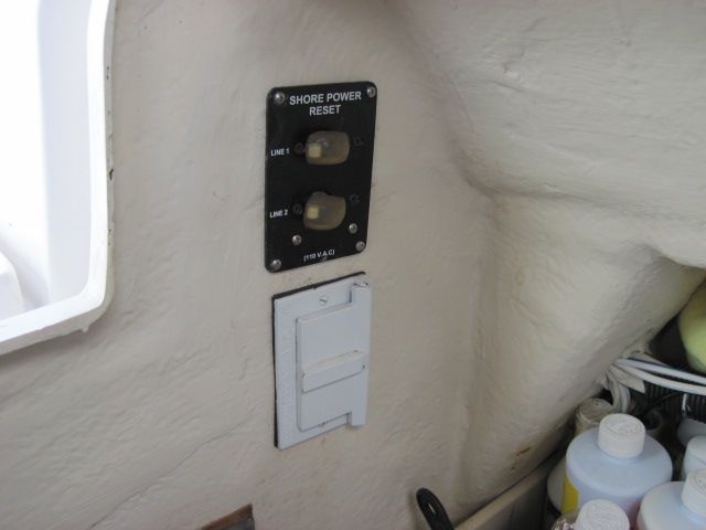 Circuit breaker panel in port main locker. I wanted to run new cable from here to the new SmartPlug.