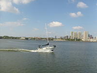 Creating a wake at the river