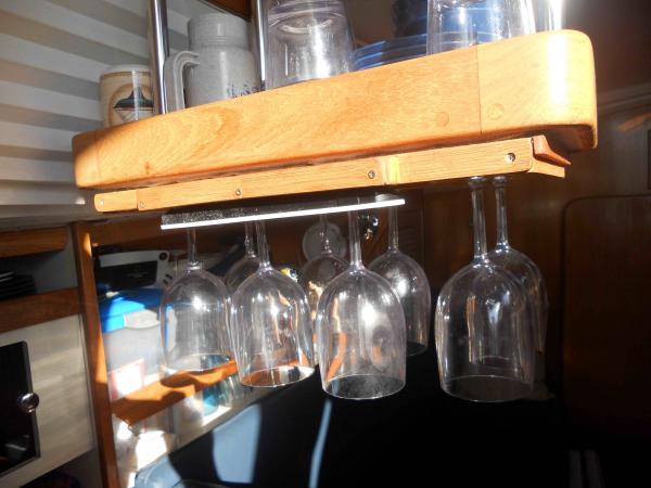 Custom wine glass rack with built in LED light strip