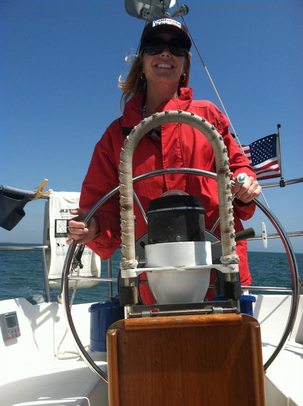 Daughter Laura &quot;manning&quot; the helm.