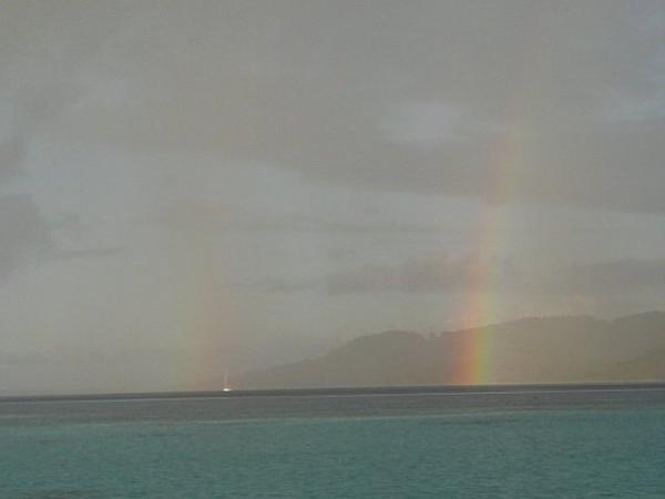 double rainbow near Bali Hai Huahine