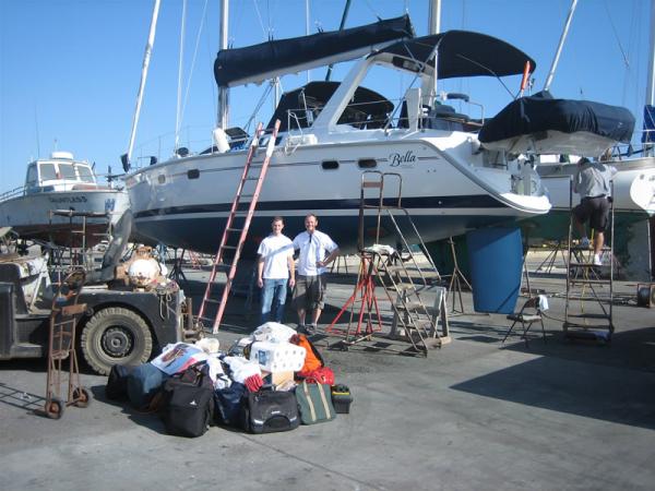 Dry docked for bottom painting.