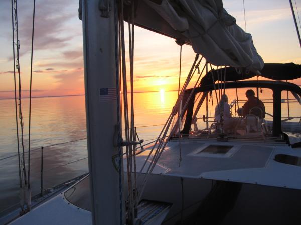 Emmanuel anchored in Lighthouse Bay at Sand Island