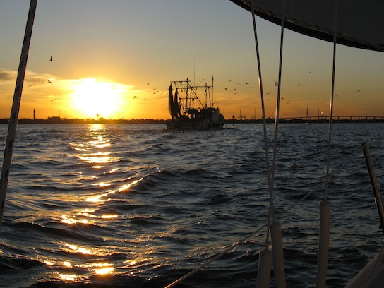 End of the day on Galveston Bay.