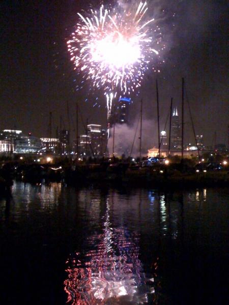 Fireworks over Burnham Harbor, Sep 2010