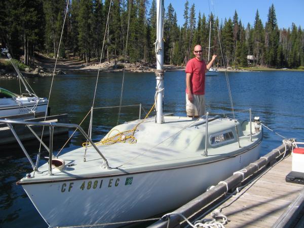First day out on the boat. Maiden Voyage.
Marla and I drove it to Elk Lake, just past Mount Bachelor on Century Drive outside of Bend. The was last registered in 1999 so it has not been on water in 9 years. Great day in the sun, plenty of wind to get her moving on the water.