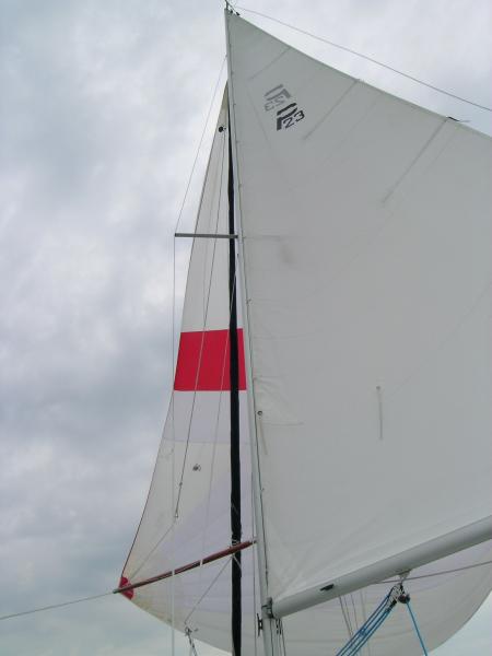 Flying the spinnaker up the East side of Kelleys Island, on our way to PIB.