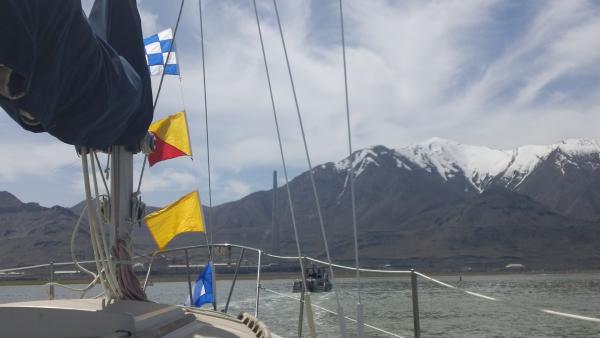 Following the Ranger boat in to the marina.