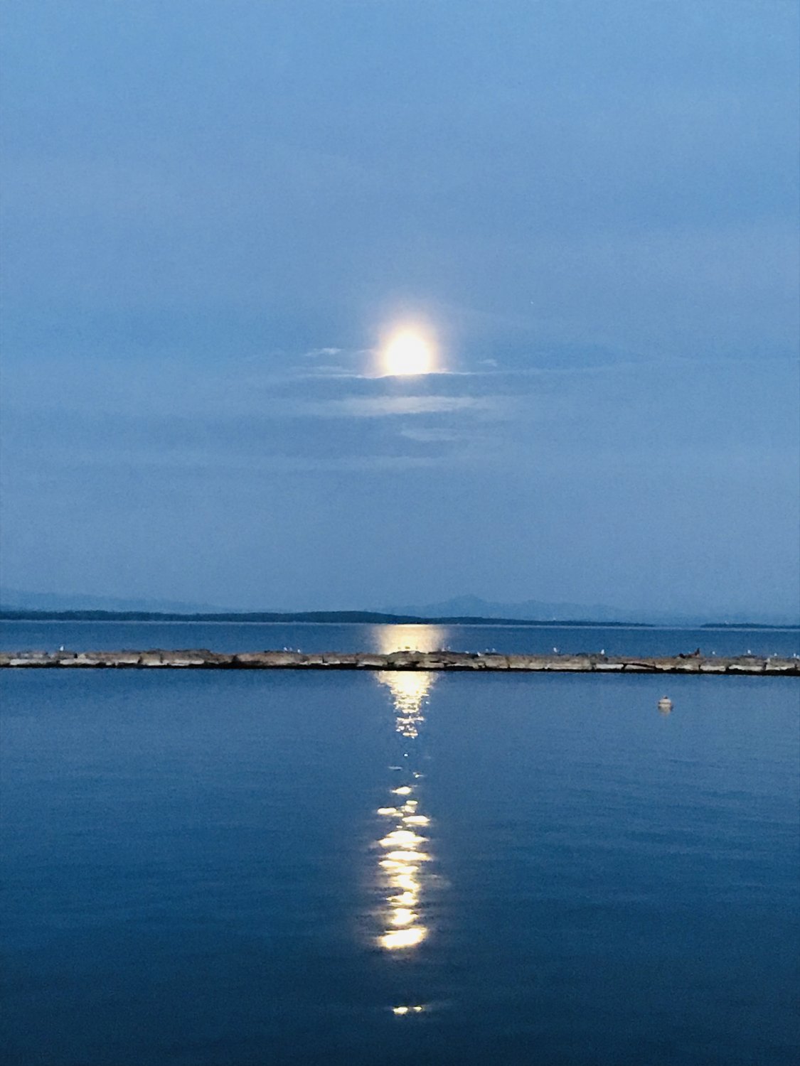 Full moon over Lake Champlain